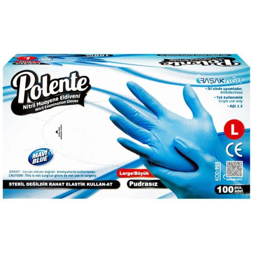 Polente - nitril púdermentes kék vizsgálókesztyű