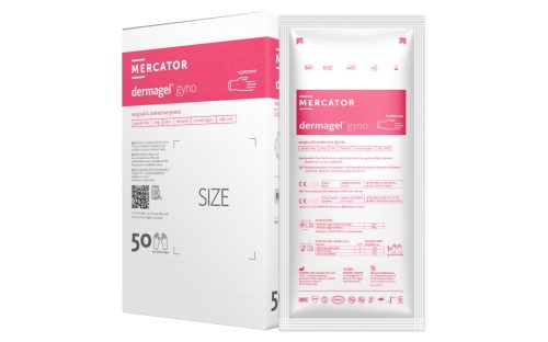 Dermagel púdermentes gyno, steril sebészeti kesztyű nőgyógyászati beavatkozásokhoz, hosszított mandzsettával 500 mm S