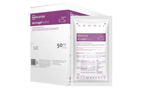 Dermagel HYBRID latexérzékenyek számára, steril púdermentes kesztyű, szintetikus anyag AQL 0,65, TXT  7