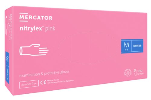 Nitrylex pink - nitril púdermentes világos rózsaszín vizsgálókesztyű S                    