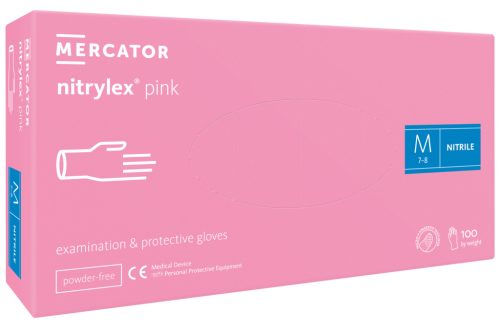 Nitrylex pink - nitril púdermentes világos rózsaszín vizsgálókesztyű M                 