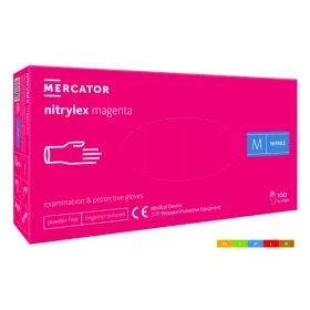   Nitrylex magenta - nitril púdermentes magenta (intenzív pink) színű vizsgálókesztyű