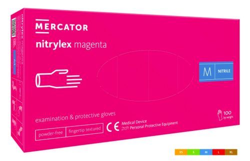 Nitrylex magenta - nitril púdermentes magenta (intenzív pink) színű vizsgálókesztyű XS