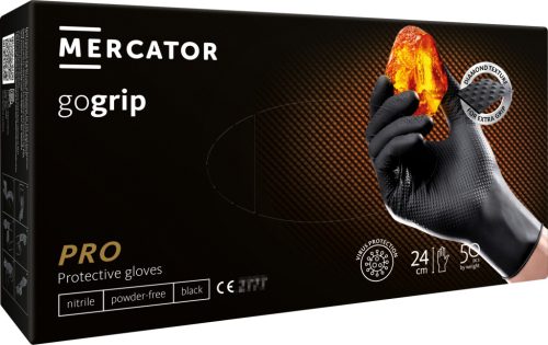 Mercator gogrip (black) - nitril védőkesztyű fekete púdermentes, gyémánt textúrált M