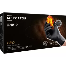   Mercator gogrip (black) - nitril védőkesztyű fekete púdermentes, gyémánt textúrált