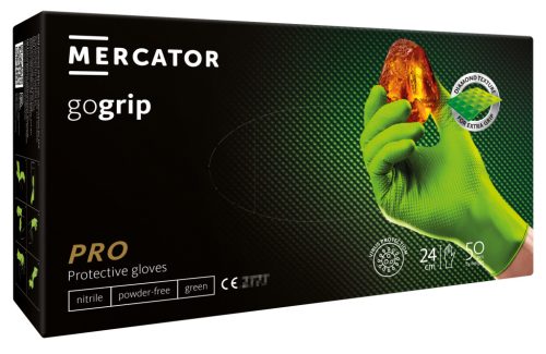 Mercator gogrip (green) - nitril védőkesztyű zöld púdermentes, gyémánt textúrált XL