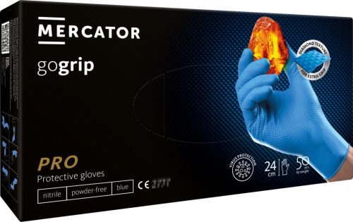 Mercator gogrip (blue) - nitril védőkesztyű kék púdermentes, gyémánt textúrált S